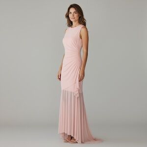 Ethereal Soft Pink Sleeveless Maxi Dress sheer flowing fabric details valentines